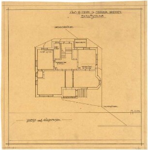 Billing, Hermann; Bretten, Heilbronnerstr. 3; Haus Dr. Gerber - Entwässerung (Lageplan)