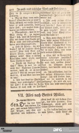 VII. Alles nach Gottes Willen.