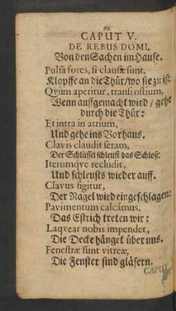 Caput V. De Rebus Domi.