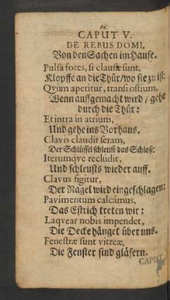 Caput V. De Rebus Domi.