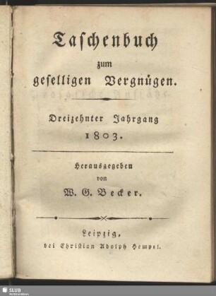 Taschenbuch zum geselligen Vergnügen