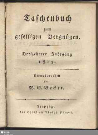 Taschenbuch zum geselligen Vergnügen