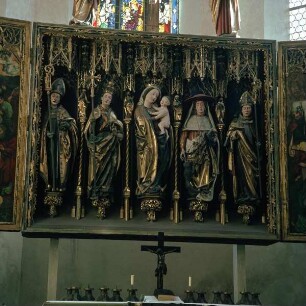 Mittelschrein: Madonna und die vier Kirchenväter