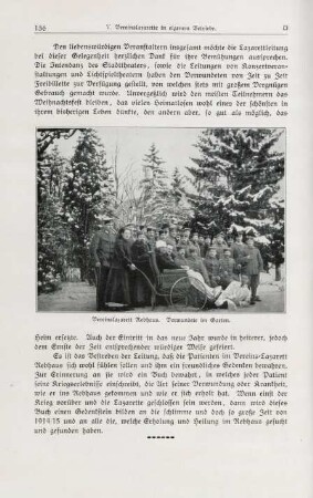 Vereinslazarett Rebhaus. Verwundete im Garten.