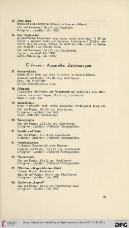 Ölskizzen, Aquarelle, Zeichnungen (Nr. 77 - 87)