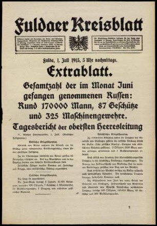 Ausgabe vom Donnerstag, den 01. Juli 1915.