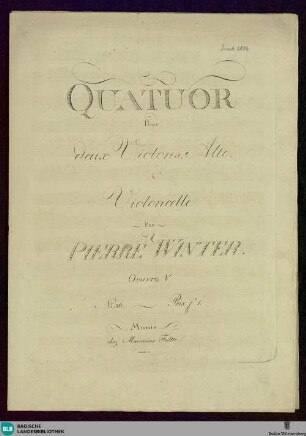 Quatuor pour deux violons, alto & violoncelle : Oeuvre V