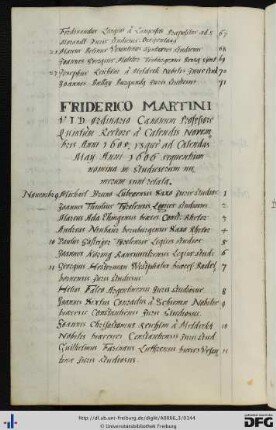 [fol. 68] Rektorat Friedrich Martini 1605/06