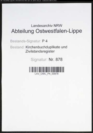 Kirchenbuchduplikate der katholischen Gemeinde (H 1874). (Gemeinde: Bochum, katholische Gemeinde Stadt und Land (getrennt))