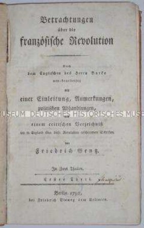 Zeitgenössische Abhandlung über die Französische Revolution