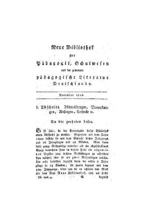 An die geehrten Leser