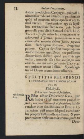 Stultitia Relabendi In Peccatum Post Elocutionem Pacis