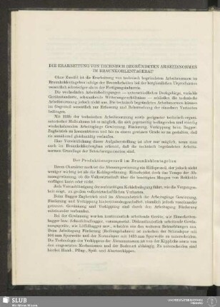 Die Erarbeitung Von Technisch Begründeten Arbeitsnormen Im Braunkohlentagebau