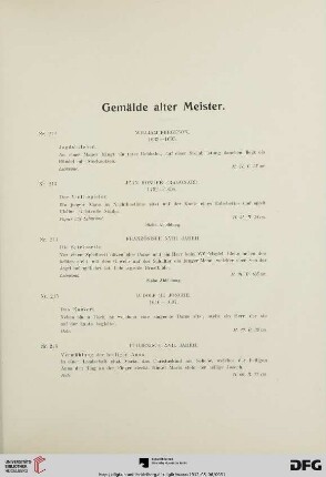 Gemälde alter Meister (Nr. 212-234)
