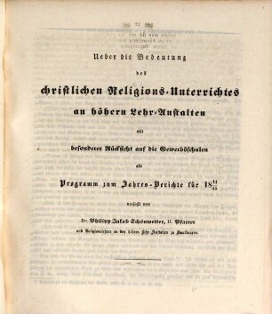 Jahresbericht über die Königliche Gewerbsschule und die mit derselben verbundene Gewerbliche Fortbildungsschule zu Kaufbeuren. 1844/45