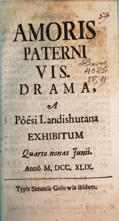 Amoris paterini Vis : Drama