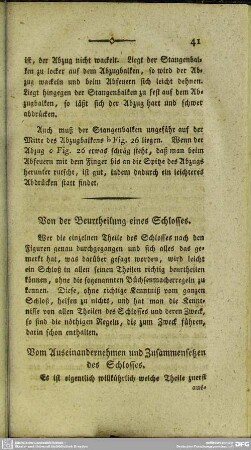 Vom Auseinandernehmen und Zusammensetzen des Schlosses