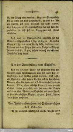 Vom Auseinandernehmen und Zusammensetzen des Schlosses
