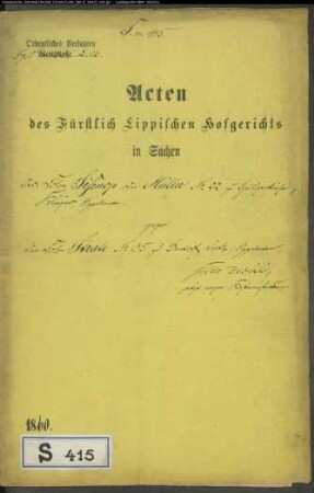 Sisenop oder Möller in Heiligenkirchen gegen Strate Nr. 5 zu Bentorf