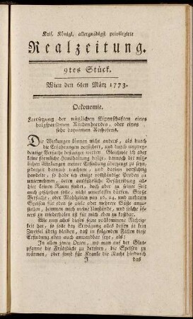9tes Stück. Wien den 6ten März 1773.