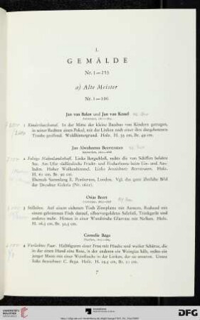 I. Gemälde (Nr. 1-253)