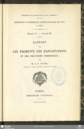 Rapport sur les produits des exploitations et des industries forestières