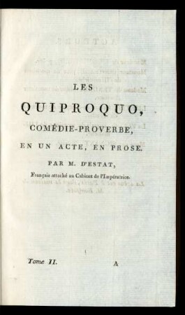 Les Quiproquo : Comédie-Proverbe, En Un Acte, En Prose