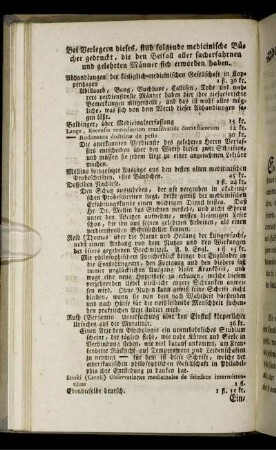Bei Verlegern dieses, sind folgende medicinische Bücher gedruckt, die den Beifall aller facherfahrnen und gelehrten Männer sich erworben haben.