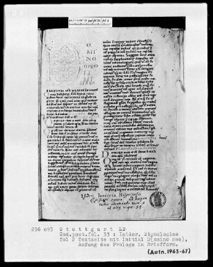 Isidor von Sevilla, Etymologiae — Initiale D(omino meo), Folio 2recto