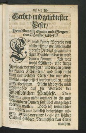 Geehrt- und geliebtester Leser / ...