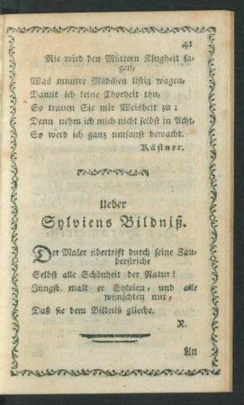 Ueber Sylviens Bildniß.