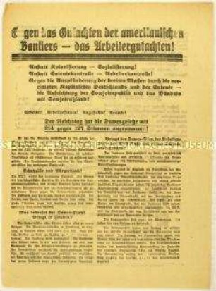 Flugblatt der KPD gegen den Dawes-Plan