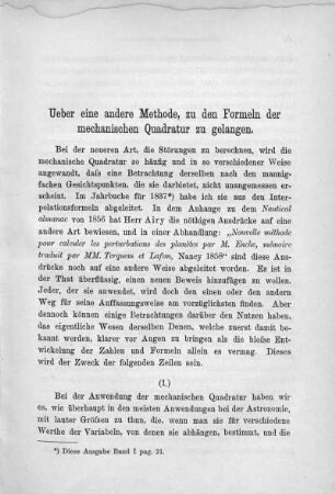 Ueber eine andere Methode, zu den Formeln der mechanischen Quadratur zu gelangen. (1862)