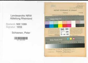Entnazifizierung Peter Schoenen , geb. 20.08.1898 (Unterbrandmeister)