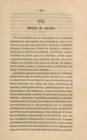 XXI. Servicio de aduanas