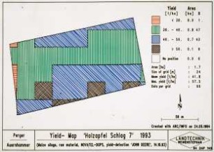 Yield map "Holzapfel Schlag 7" 1993 (Maize silage, raw material, NOVATEL-DGPS, yield detection 'JOHN Deere', 14.10.1993