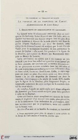 1921: Un bas-relief de Girardon retrouvé : Le tombeau de la princess de Conti