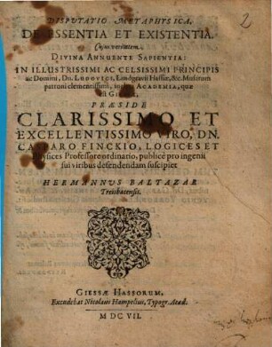Disputatio Metaphysica, De Essentia Et Existentia