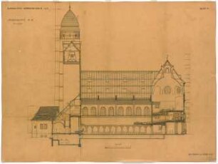 Fischer, Theodor; Ulm; Garnisonkirche (Pauluskirche) - Längsschnitt