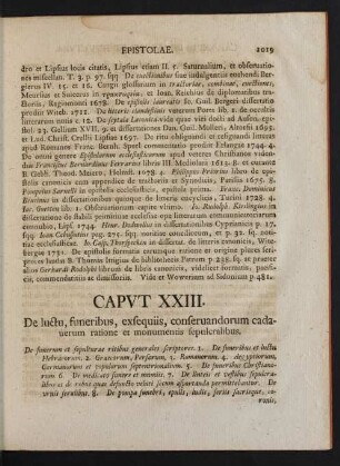 Caput XXIII. De luctu, funeribus, exsequiis, conservandorum cadaverum ratione et monumentis sepulcralibus