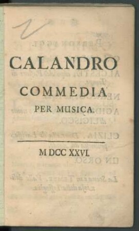 Calandro : Commedia Per Musica