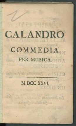 Calandro : Commedia Per Musica
