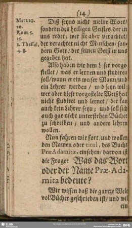 Was das Wort oder der Name Prae-Adamita bedeute?