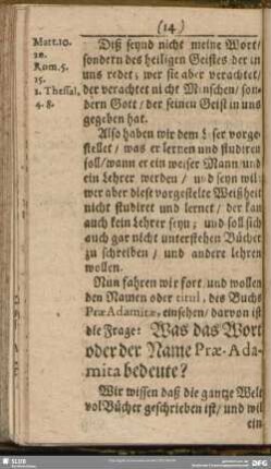Was das Wort oder der Name Prae-Adamita bedeute?