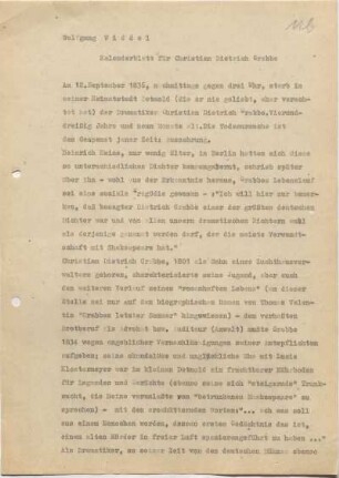 [W193]: Kalenderblatt für Christian Dietrich Grabbe