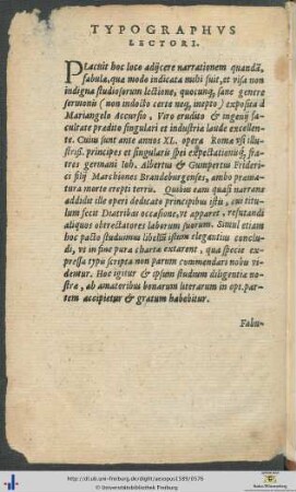 Typographus Lectori