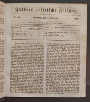 Mittwoch, den 7. December. 1831