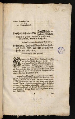 A1r-A2v, Dictatum Regenspurg bey 1760 per Moguntinum.