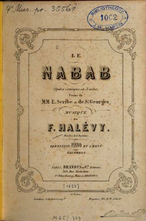 Le Nabab : opéra comique en 3 actes