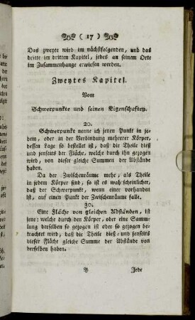 Zweytes Kapitel. Vom Schwerpunkte und seinen Eigenschaften.